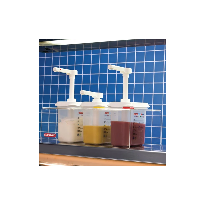 Soporte para 3 dispensadores de salsa sin BPA. Araven 1363.