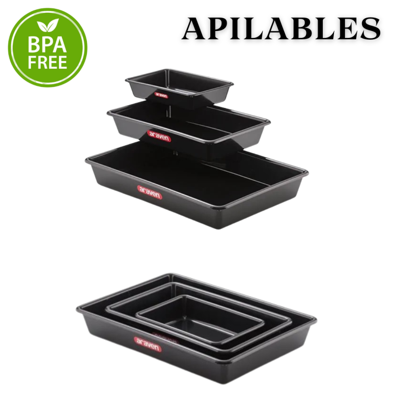 Cubeta sin tapa polipropileno negro, 300x205x60 mm. Araven 14129.