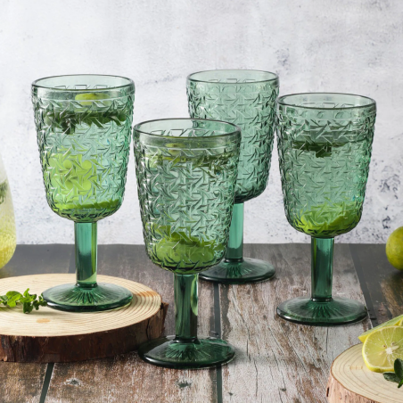 Copas Verdes con Relieve "Trenzado" AGATA 28.5cl (24 unidades)