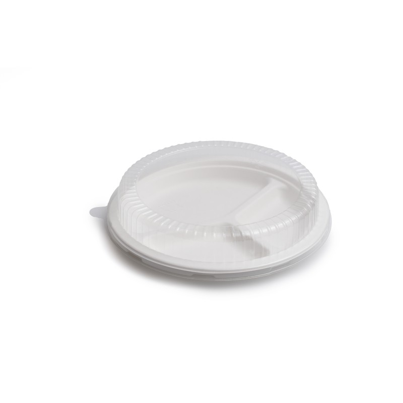 Platos 3 comp. de caña de azúcar blanco Ø26 cm. Eco-friendly.