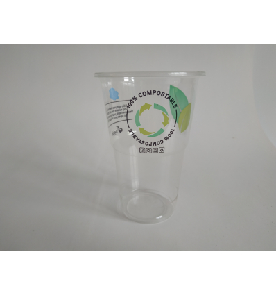 Vaso de PLA compostable 500cc (1 pack de 50 unidades)