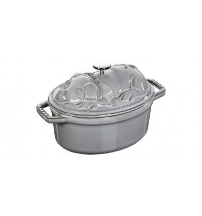 LOS GEMELOS STAUB 40500-176-0 Cocotte cerdito STAUB oval gris grafito de hierro colado . Diametro: 17cm