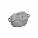 LOS GEMELOS STAUB 40500-176-0 Cocotte cerdito STAUB oval gris grafito de hierro colado . Diametro: 17cm