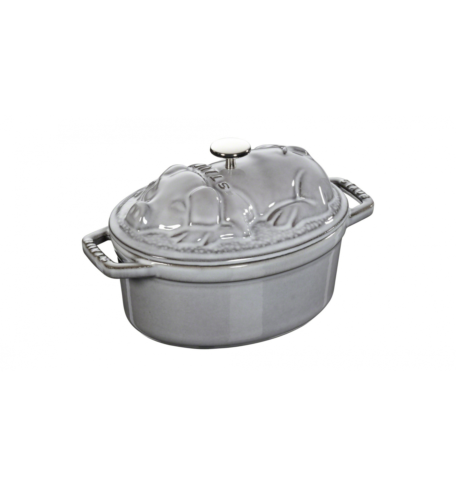 LOS GEMELOS STAUB 40500-176-0 Cocotte piggy STAUB oval grey graphite ...