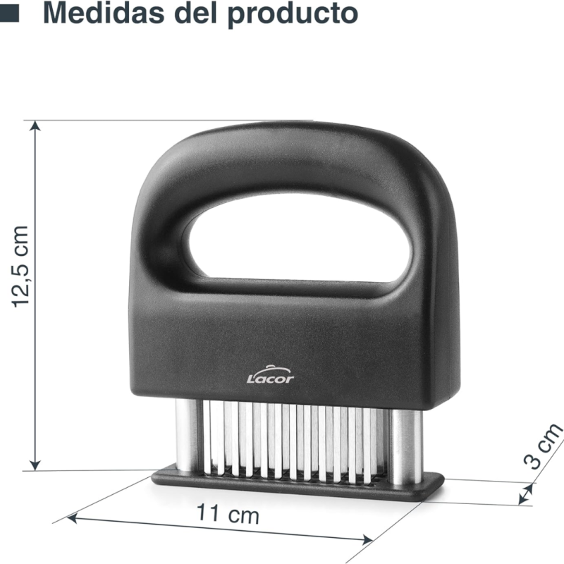 Maza ablandacarne inox 18/10 negra 6x3 cm. Lacor 61250