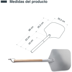 Pala para pizza desmontable WOOD 88x30,5x35,5 cm. Lacor 61463