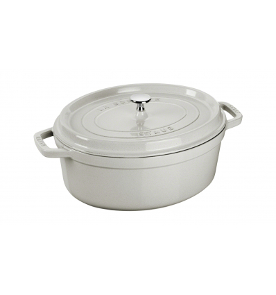 LOS GEMELOS STAUB 40501-415-0 Cocotte STAUB oval blanco trufa de hierro colado . Diametro: 29cm