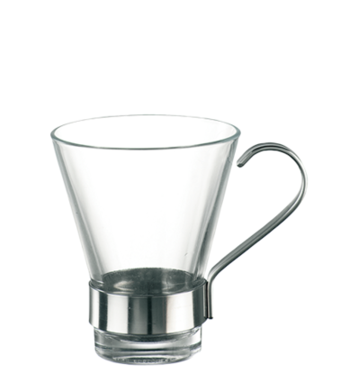 Coffee Cups with Stainless Steel Handle YPSILON 11cl Ø6.7x8 cm. BORMIOLI 430400BAC121990 (24 units)