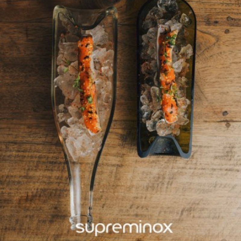 Bandejas Botella de Champán Cristal 8x30 cm - SUPREMINOX