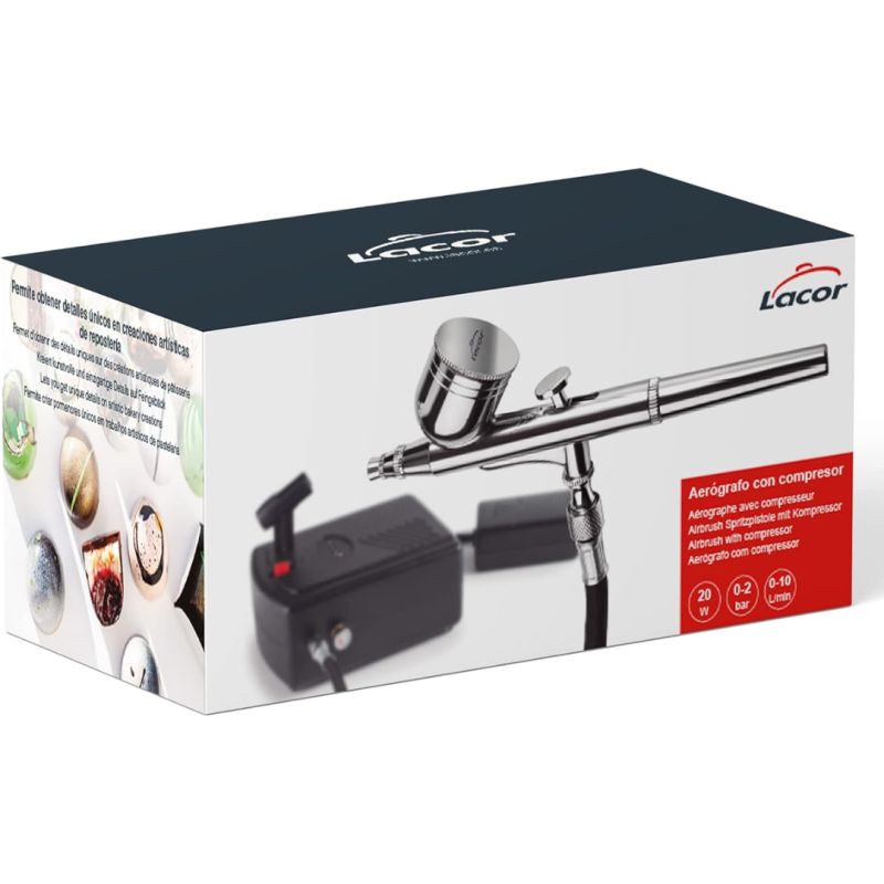 Aerógrafo con Compresor para Pastelería 11x13x6 cm 20 W - Lacor 69450