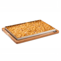 Llauna bandeja rectangular inox con soporte de madera 33x23x3 cm. PUJADAS P29600