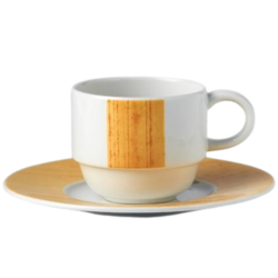 Taza te porcelana Blanco con raya vertical amarillo rayado Glubel 20cl. B'GHEST 01170075 (6 unidades)