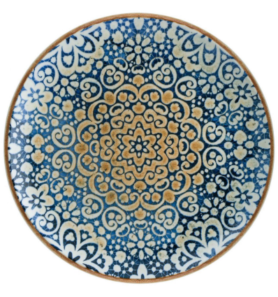 Plato llano gourmet porcelana con decorado Alhambra Ø 25x2,5 cm. B928003E