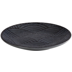 Plato llano redondo "Ola Oscura" negro Ø14 cm - Melamina APS