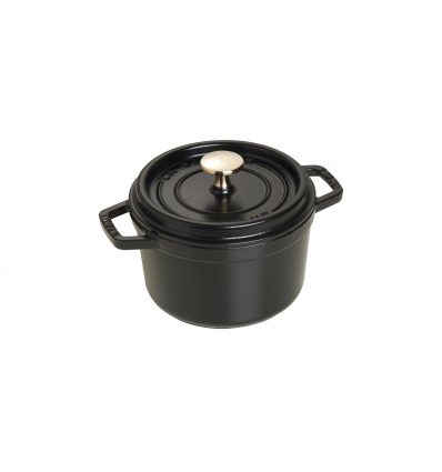 LOS GEMELOS STAUB 40509-480-0 Cocotte STAUB redonda negra de hierro colado . Diametro: 16cm