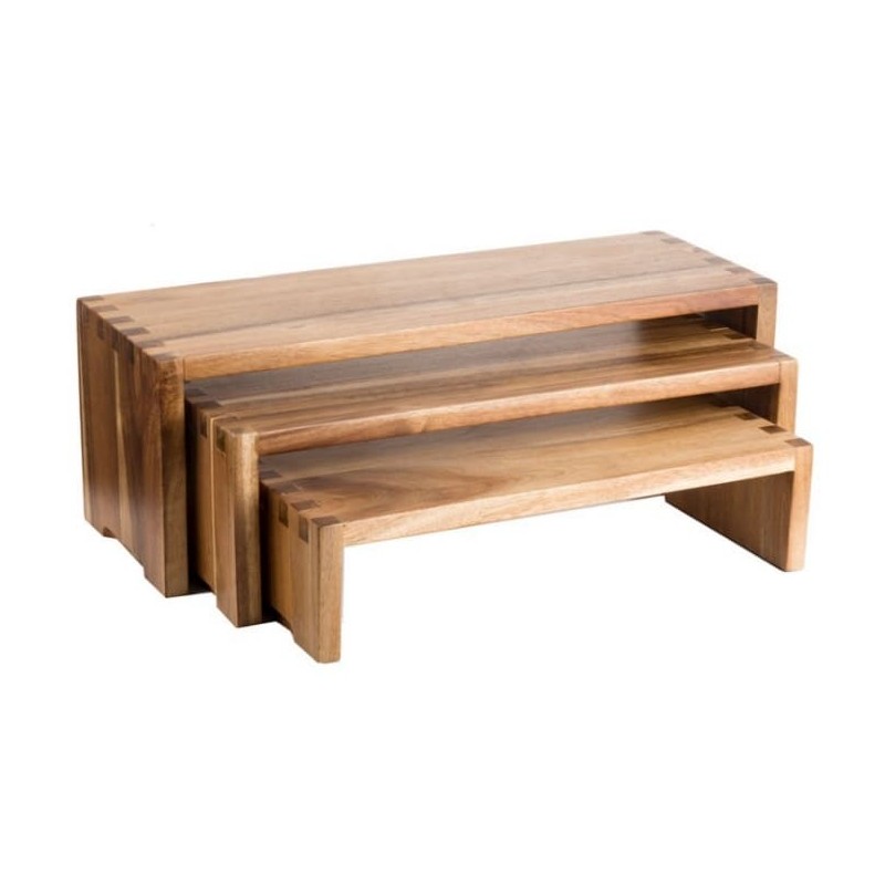 Set de 3 Elevadores expositores de Acacia en Cascada