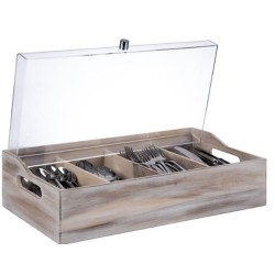 Porta Cubiertos  Tapa "Vintage" Madera Blanca | APS 11948 | Hostelería