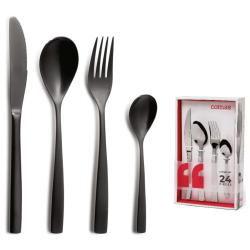 Set de Cubiertos 24 piezas Barcelona Negro | Comas