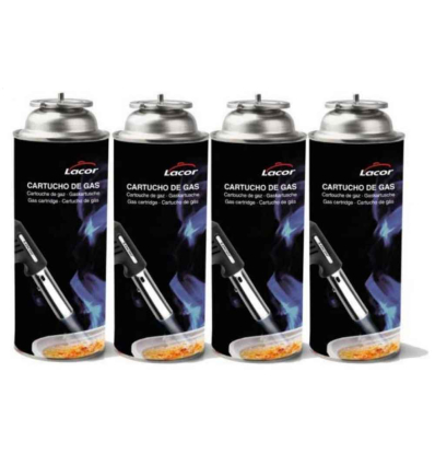 Set de 4 Cartuchos de Gas 420 ml 220 g | Conexión Bayoneta | Lacor 68947