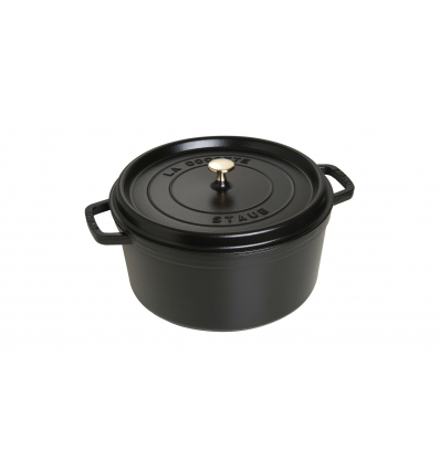 LOS GEMELOS STAUB 40509-863-0 Cocotte STAUB redonda negra de hierro colado. Diametro: 30cm