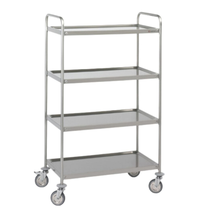 Carro de Servicio | 157 cm Alto | 4 Estantes | Acero Inox | 90x50 cm