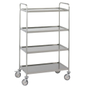 Carro de Servicio | 157 cm Alto | 4 Estantes | Acero Inox | 90x50 cm