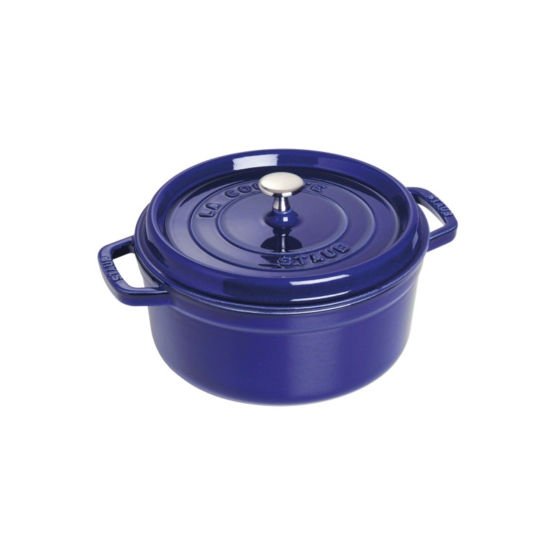 LOS GEMELOS STAUB 40510-284-0 Cocotte STAUB ronde bleu foncé en fonte . Diamètre: 26cm