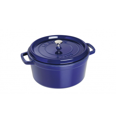 LOS GEMELOS STAUB 40510-285-0 Cocotte STAUB redonda azul oscuro de hierro colado . Diametro: 28cm