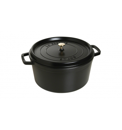 LOS GEMELOS STAUB 40510-307-0 Cocotte STAUB redonda negra de hierro colado. Diametro: 34cm