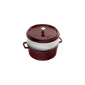 LOS GEMELOS STAUB 40510-600-0 Cocotte STAUB redonda granadina de hierro colado con vaporera. Diametro: 26cm