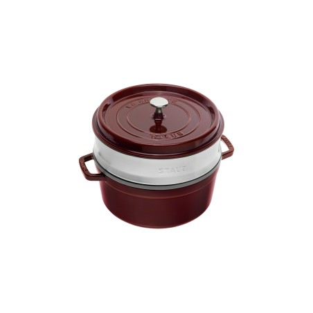 LOS GEMELOS STAUB 40510-600-0 Cocotte STAUB ronde grenadine en fonte avec vapeur. Diamètre: 26cm