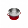 LOS GEMELOS STAUB 40510-601-0 Cocotte STAUB redonda cereza de hierro colado con vaporera. Diametro: 26cm