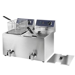 Freidora Eléctrica Profesional | Doble Cuba 2x8 L con Grifo |  Lacor 69469