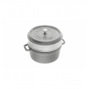 LOS GEMELOS STAUB 40510-605-0 Cocotte STAUB redonda gris grafito de hierro colado con vaporera. Diametro: 26cm