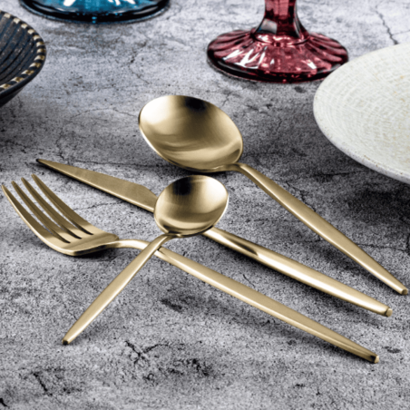 Cuchara de Mesa Emma Oro Suave Mate 20.1 cm | Elegancia y Calidad