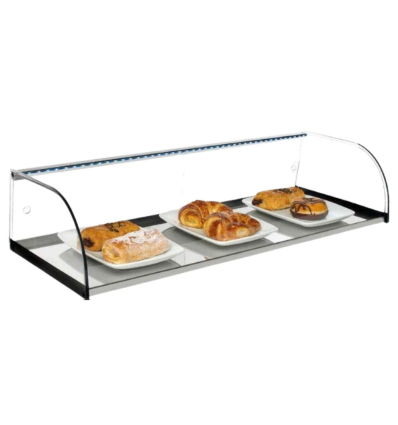 Vitrina Neutra INOX-VC 100 | 98 x 34x 15 cm | Cristal Curvo y Acero