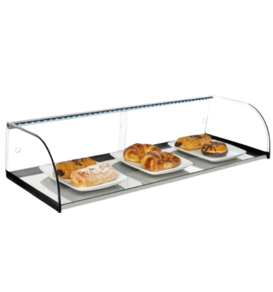 Vitrina Neutra INOX-VCP 100 | 98 x 35 x 18 cm | Cristal Curvo y LED