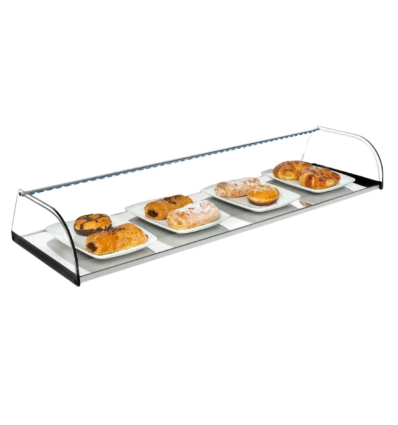 Vitrina Neutra INOX-VC 120 | 121 x 34 x 15 cm | Cristal Curvo y Acero