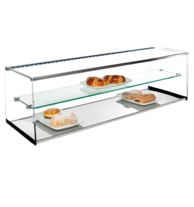 Vitrina Neutra INOX-VRL 100 | 101 x 34 x 31 cm | Cristal Recto y Dos Alturas