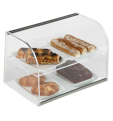 Vitrina Neutra PS-C | 43 x 32 x 31 cm | Cristal Curvo y Madera Nogal