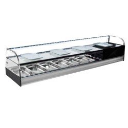 Vitrina Refrigerada ABF-6C | Cristal Curvo y LED | 6 Cubetas GN