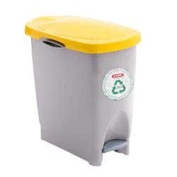 Cubo de Basura con Pedal Gris Eco Bin 22 L Tapa Amarilla | Araven 45400