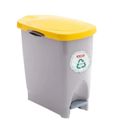 Cubo de Basura con Pedal Gris Eco Bin 22 L Tapa Amarilla | Araven 45400