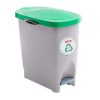 Cubo de Basura con Pedal Gris Eco Bin 22 L Tapa Verde | Araven 47400