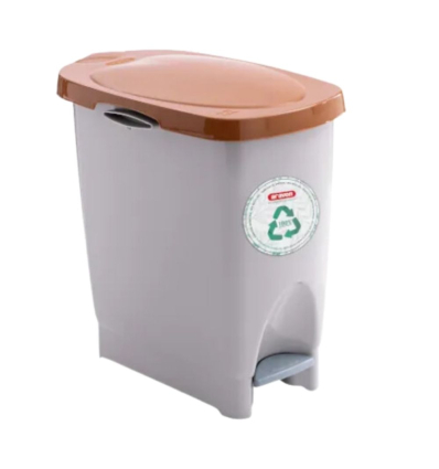 Cubo de Basura con Pedal Gris Eco Bin 22 L Tapa Marrón | Araven 46400