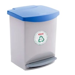 Cubo de Basura Gris con Pedal 25 L Tapa Azul | Araven 43271
