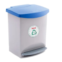 Cubo de Basura con Pedal Gris 25 L Tapa Azul | Araven 43271