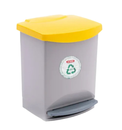 Cubo de Basura con Pedal Gris 25 L Tapa Amarilla | Araven 45271