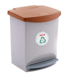 Cubo de Basura Gris con Pedal 25 L Tapa Marrón | Araven 46271