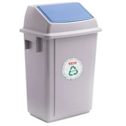 Cubo de Basura Bolero Bin Gris 40 L Tapa Azul | Araven 43275